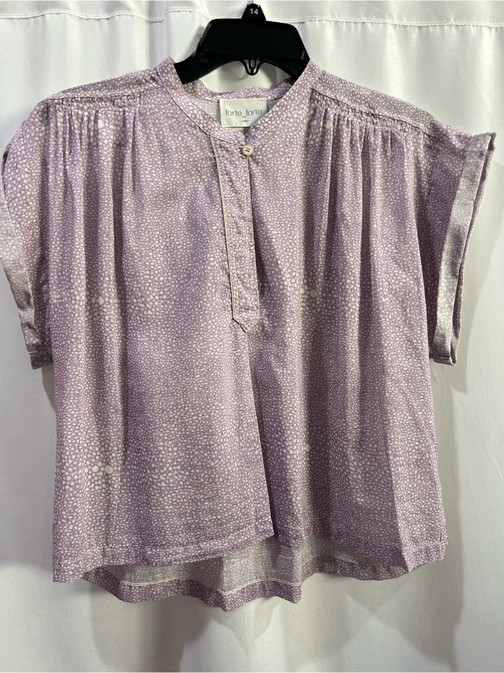 Forte_Forte Lilac Short-Sleeve Silk Blend Blouse EUC US small ITALY